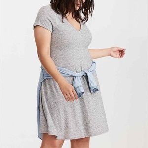Torrid Heather Gray Hacci Knit Short Sleeve Trapeze Dress size 1X 14/16